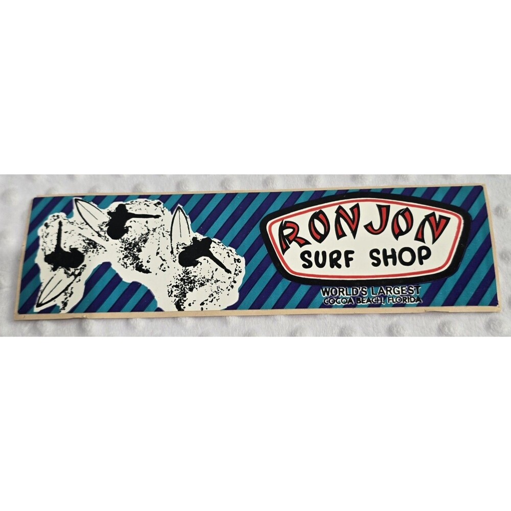 Vintage Ron Jon Surf Shop Bumper Sticker Cocoa Beach Florida Souvenir Original